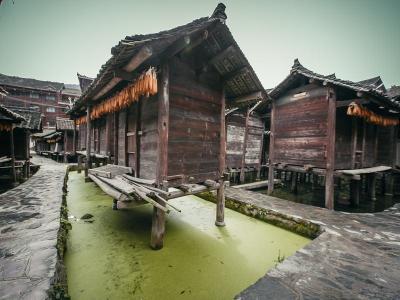 The on-water granaries at Guizhou Datang's Xinqiao Miao Village 